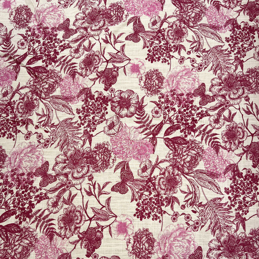 Linen Viscose Slub - Butterfly - Pink