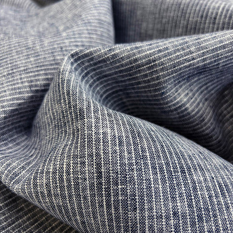 Linencotton Striped Dress Fabric  Don T Be Noisy Indigo