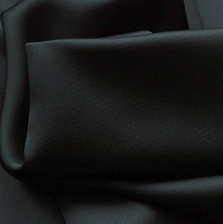 Liquid Black Polyester Satin Crepe Black Dress Fabric Close Up Fabric Photo