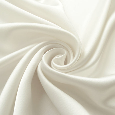 Liquid Ivory Satin Polyester Dress Fabric Cu