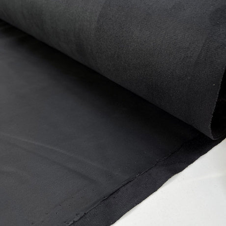 Listen Carefully Black Polyamide Velvet Ribbed Leather Dress Fabric Roll