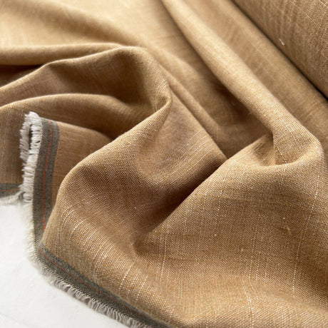 Lorenzo Linen Mix Rust Orange Viscose Polyester Plain Woven Dress Fabric