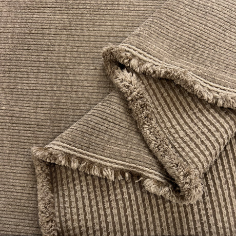 Lost Cord Polyester Polyamide Lycra Brown Beige Corduroy Striped Woven Fabric Fold 2