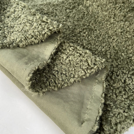 Luxury Heavy Boucle Sage Green Soft Polyester Coating Fabric Fold