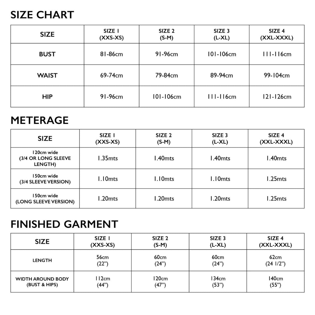 Mandy Boat Tee Tessuti Size Chart