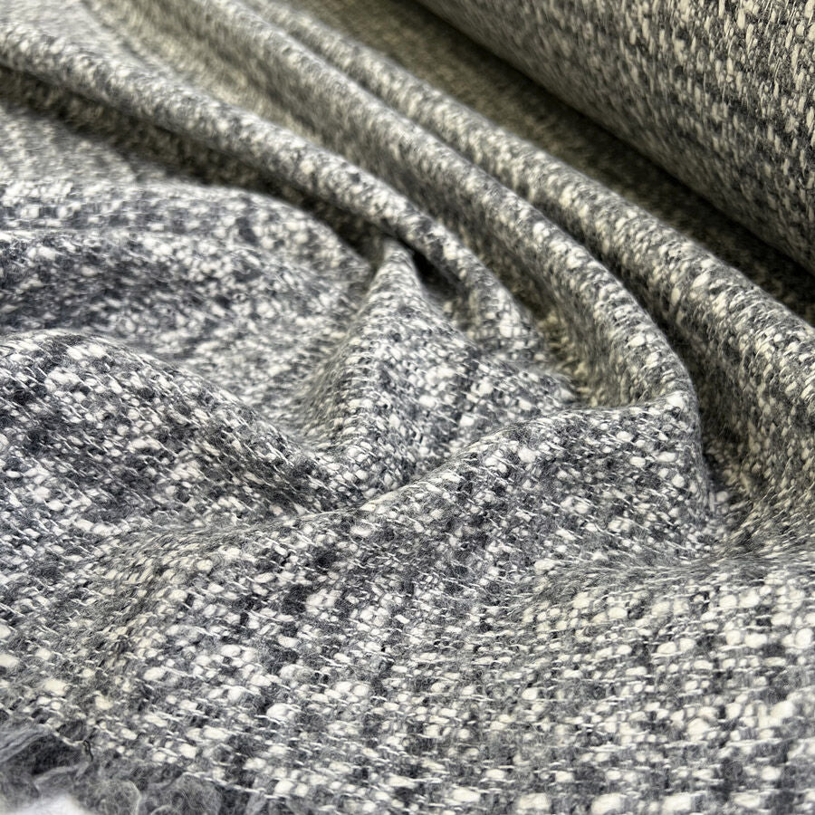 Marcella Grey White Wool Tweed Italian Woven Coating Fabric