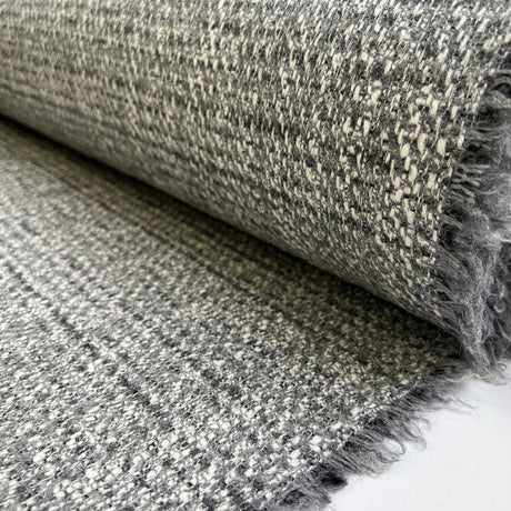Marcella Grey White Wool Tweed Italian Woven Coating Fabric Roll