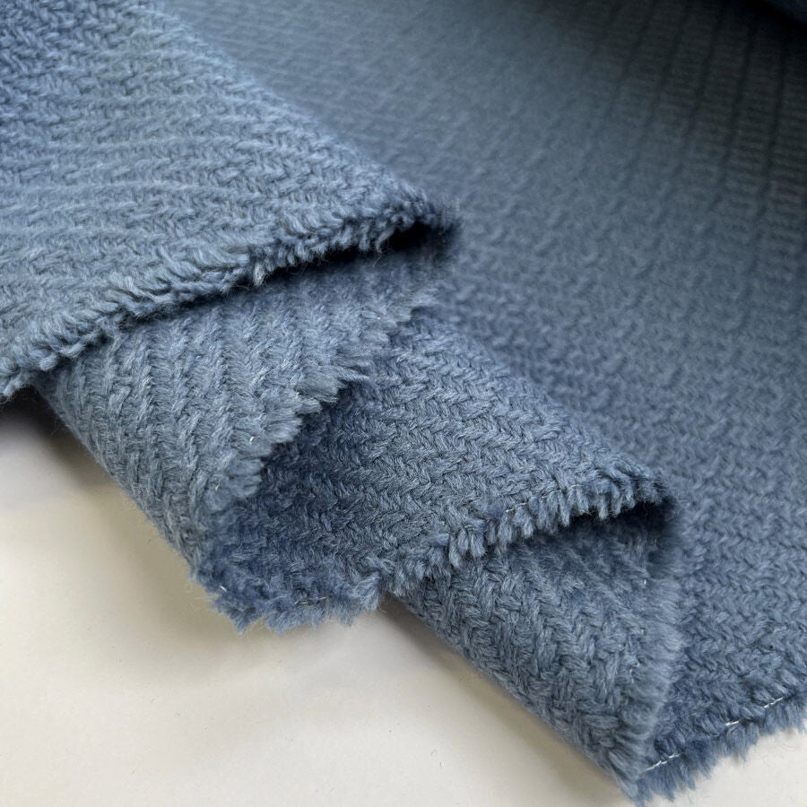 Marge Blue Wool Italian Abstract Diamond Pattern Soft Coating Fabric Fold