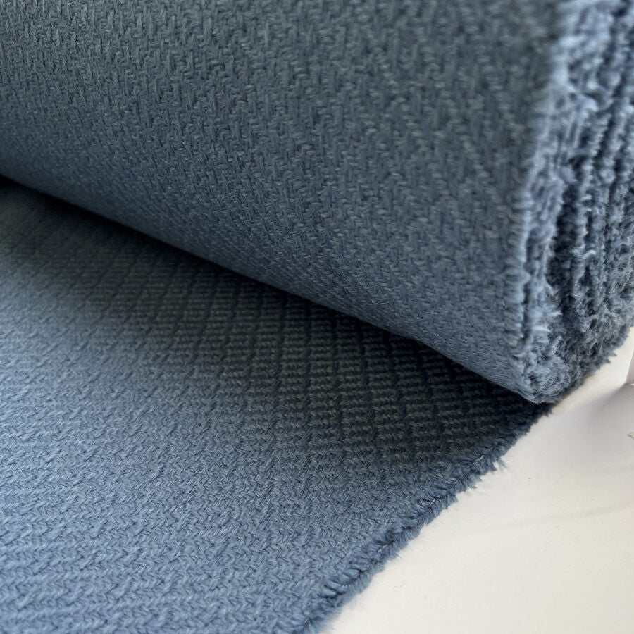 Marge Blue Wool Italian Abstract Diamond Pattern Soft Coating Fabric Roll