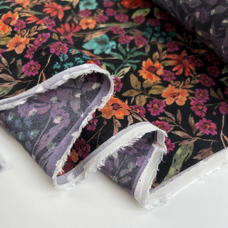 Marineblu Viscose Elisa Viscose Floral Colourful Italian Deadstock Dress Fabric Fold