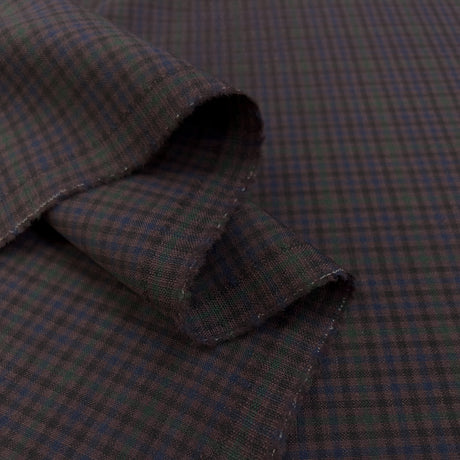 Marzo Italian Worsted Wool Fine Purple Check Suiting Fabric Fold