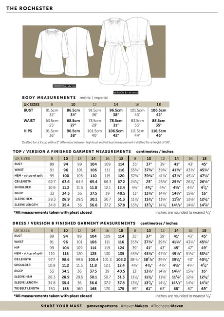 Maven Rochester Dress And Top Pattern Chart