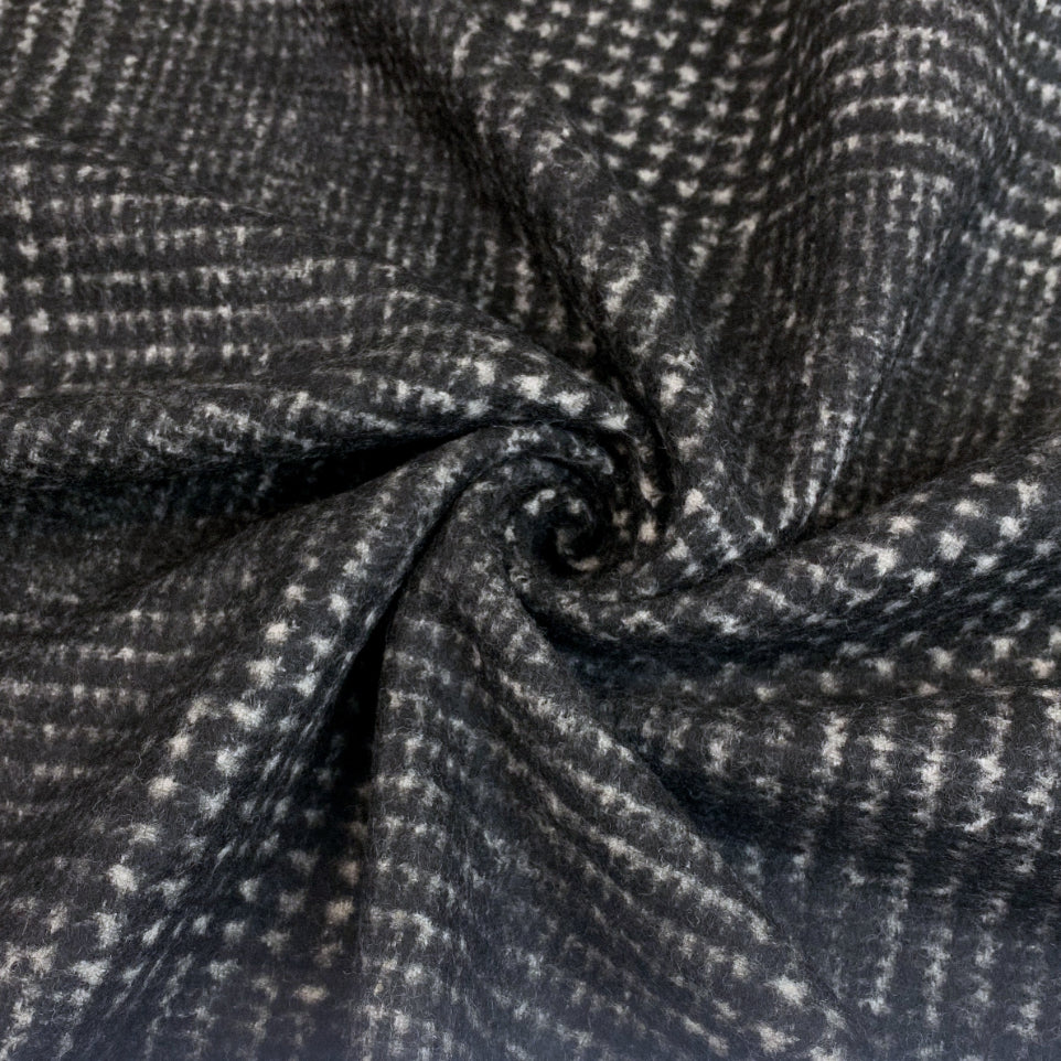 Italian Deadstock Wool - Black Big Check