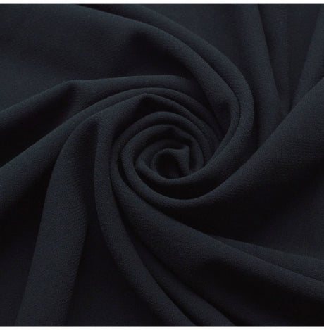 Mega Drat Double Crepe Black Polyester Dress Fabric Cud