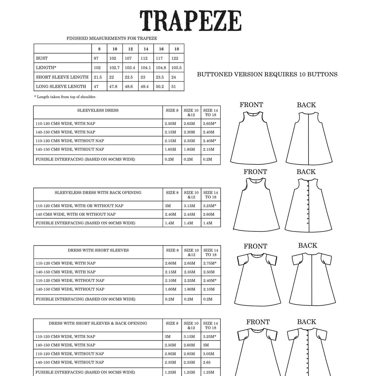 Merchant   Mills Trapeze Dress Pattern Sizes 8 18 Backcover