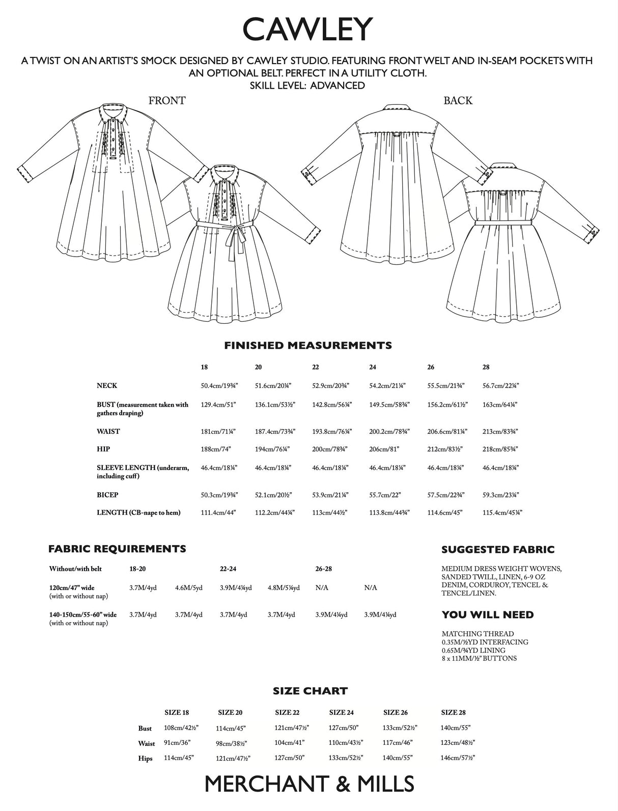 Merchant & Mills - Cawley Dress Pattern (UK 18-28)