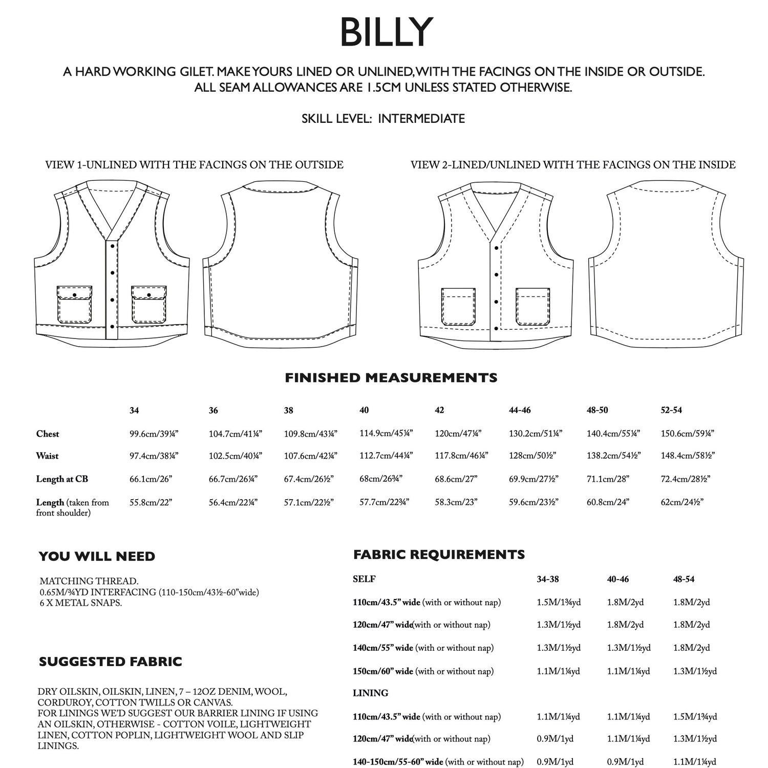 Merchant & Mills - Men‚Äö√Ñ√¥s Billy Gilet Pattern (UK 34-54)