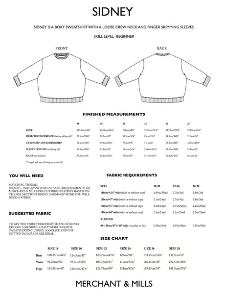 Merchant Mills Sidney Pattern Uk 18 28 Backcover