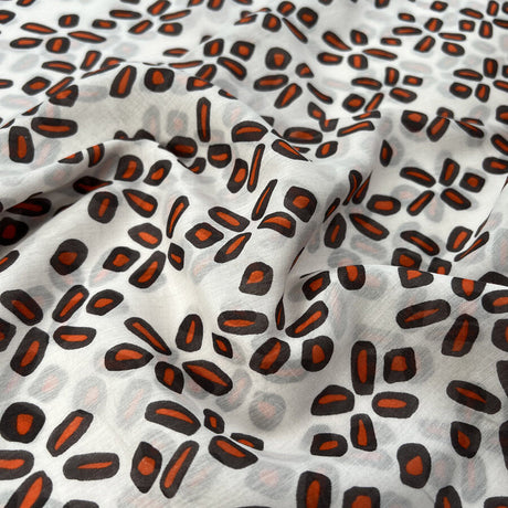 Metric Silk Cotton Orange Cream Abstract Woven Dress Fabric