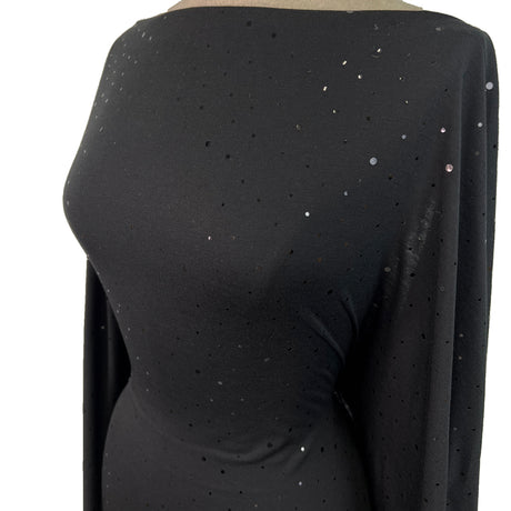 Midnight Glitz Sequin Black Polyester Jersey Dress Fabric Side
