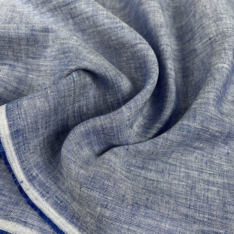 Milano Linen Rustic Blue Italian Ex Designer Woven Dress Fabric