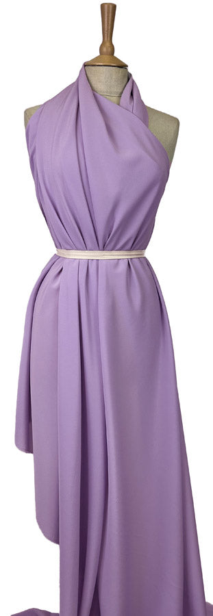 Miller Crepe Wisteria Lilac Purple Polyester Crepe Dress Fabric Mannequin