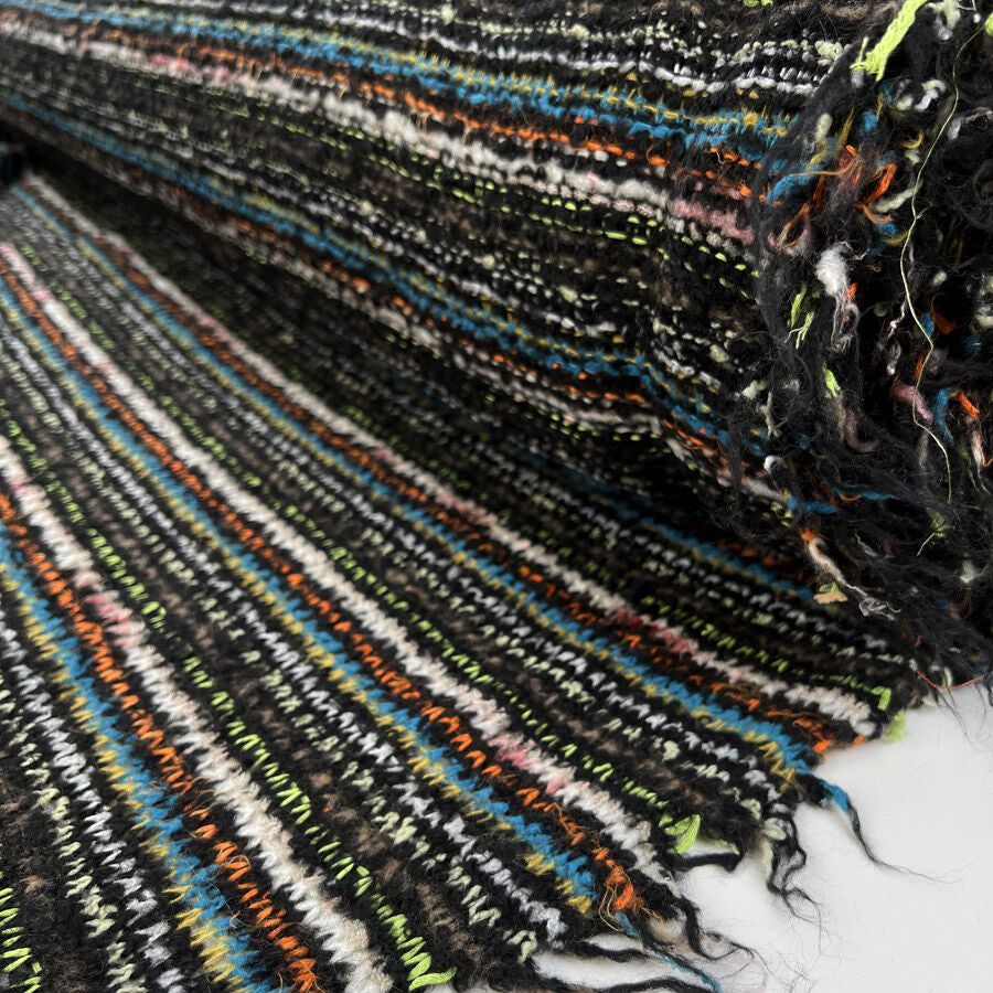 Missing You Multi Wool Polyester Loose Knitted Ex Designer Deadstock Coating Fabric Roll