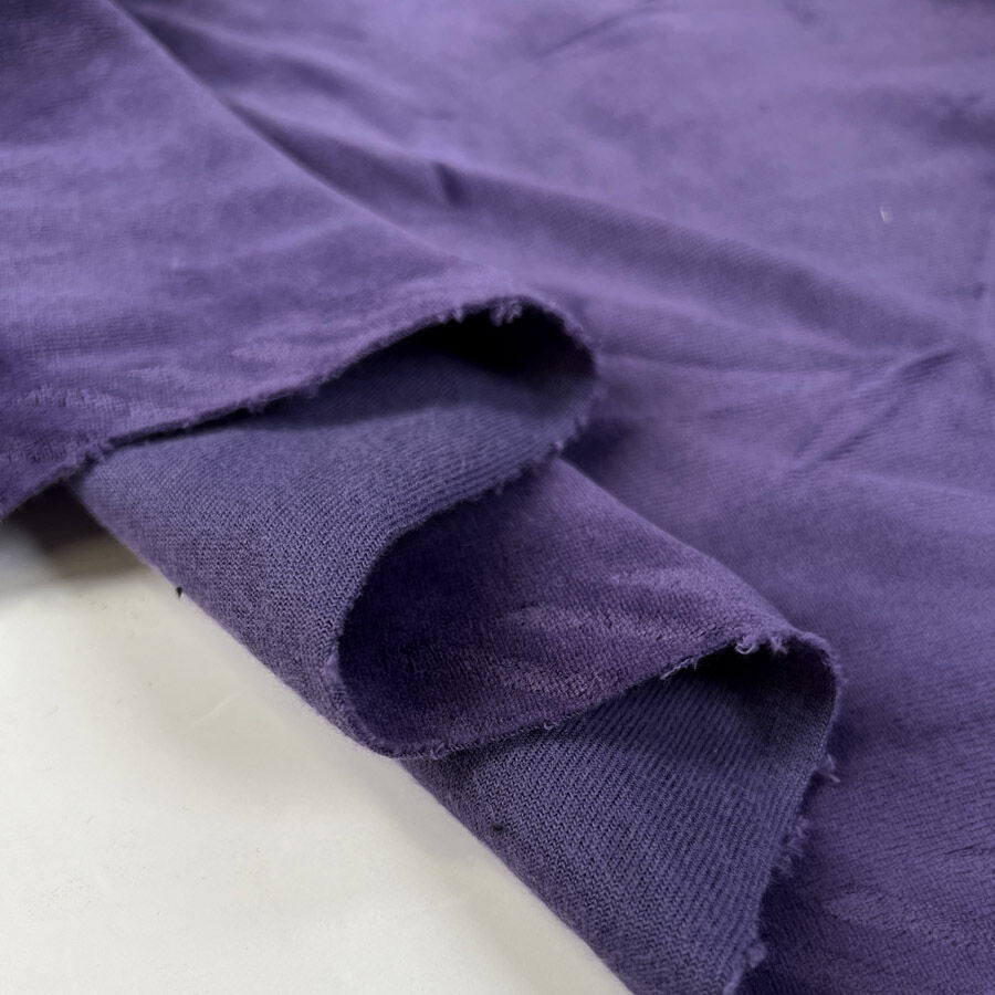 Modal Cotton Velour Purple Stretch Knit Jersey Fabric Fold