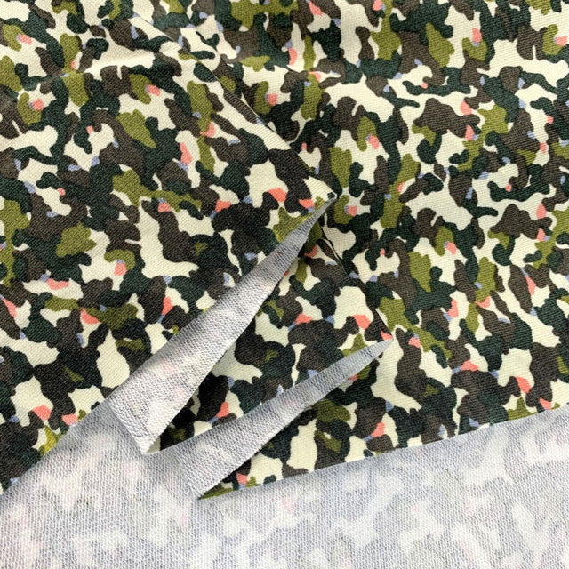Mode Green Camouflage Design Khaki Modal Elastane Knitted Jersey Fabric Reverse Close Up Fabric Photo 2