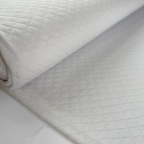 Monroe white ex designer cotton polyester blend diamond quilted fabric bolt