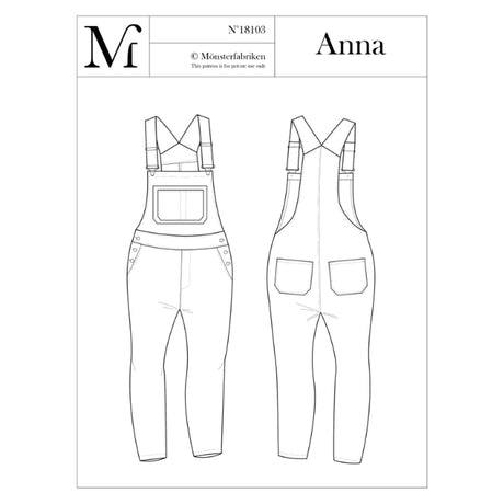 Monsterfabriken Anna Dungarees Pattern Cover