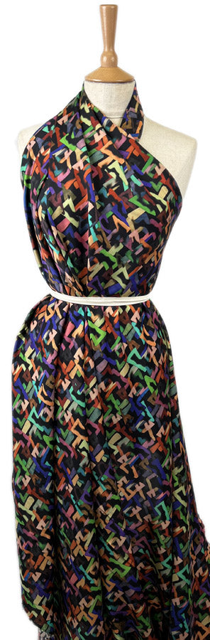 Monte Emerald Multicoloured Viscose Abstract Dress Fabric Mannequin