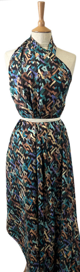 Monte Teal Multicoloured Viscose Abstract Dress Fabric Mannequin
