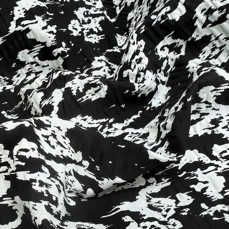 Moonlit Tide Black White Cotton Seersucker Woven Dress Fabric