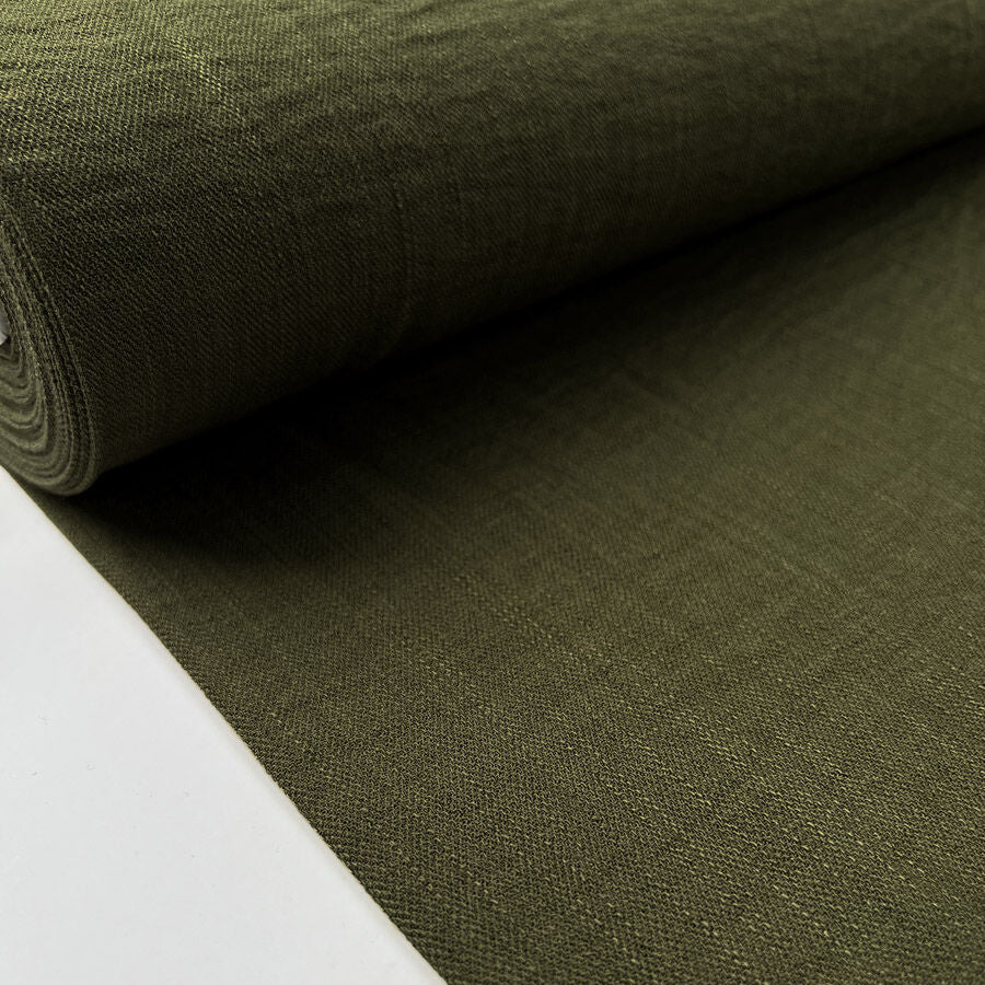 Muse Olive Green Viscose Nylon Woven Crinkle Fabric Bolt