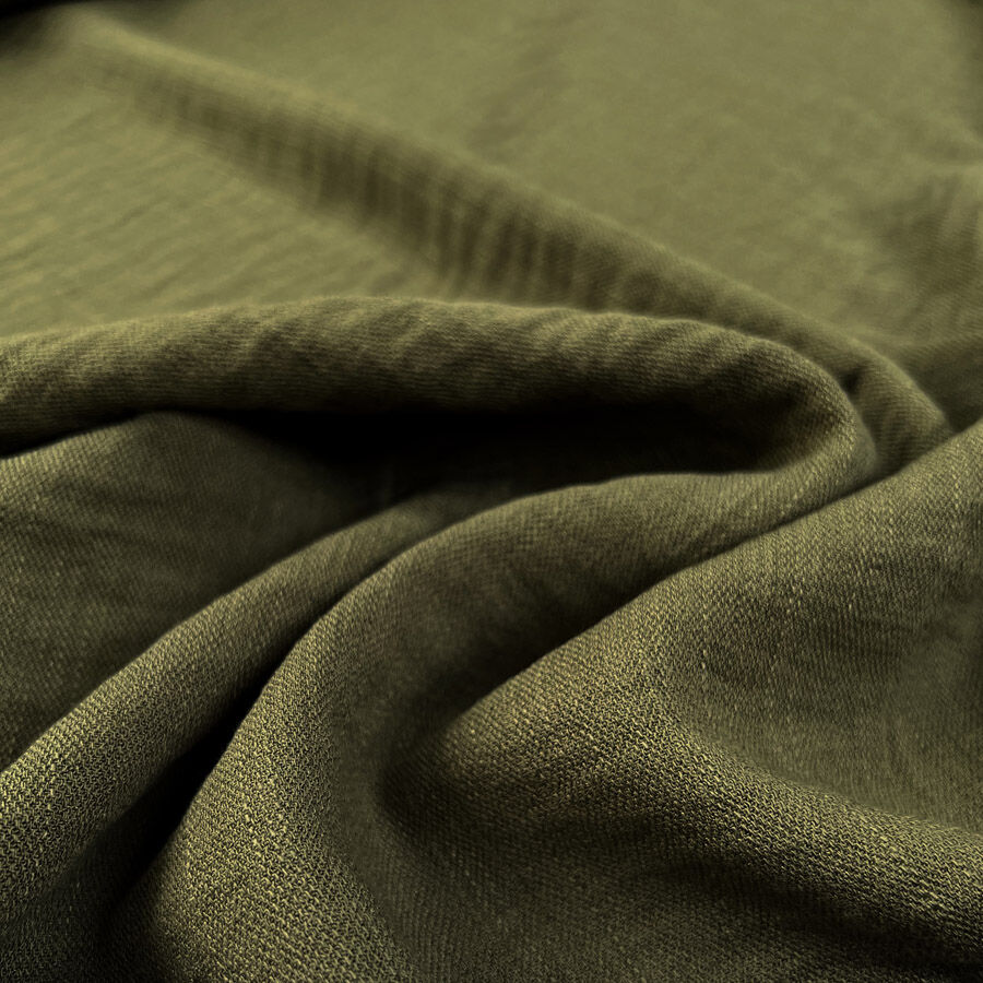Muse Olive Green Viscose Nylon Woven Crinkle Fabric