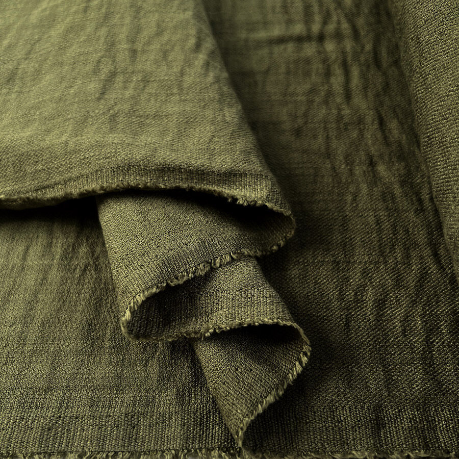 Muse Olive Green Viscose Nylon Woven Crinkle Fabric Fold
