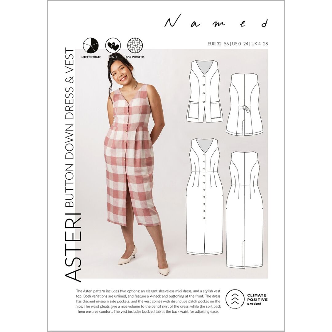 Named - Asteri Button Down Dress & Vest Pattern
