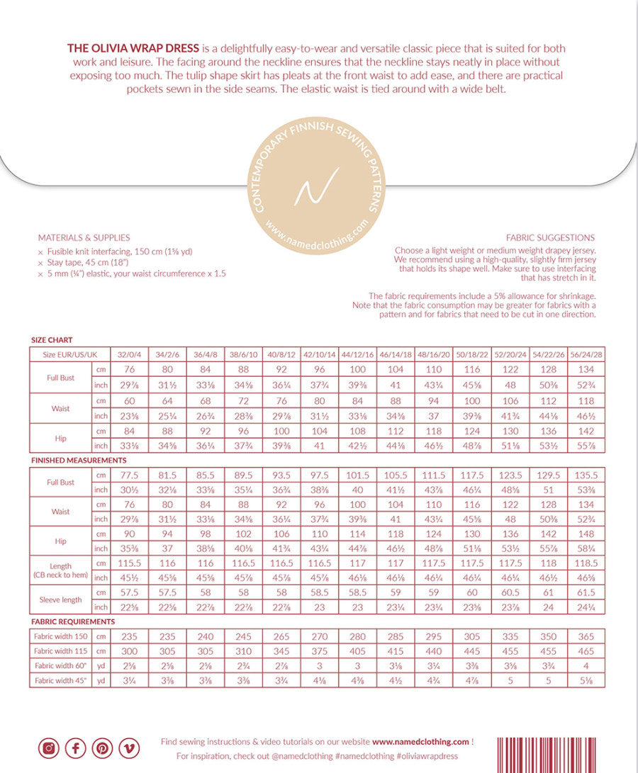 Named - Olivia Wrap Dress Pattern (UK 4-28)