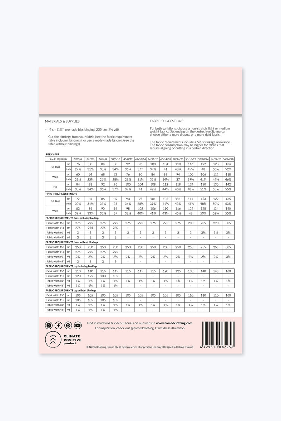 Named - Taimi Dress & Top Pattern (UK 4-28)