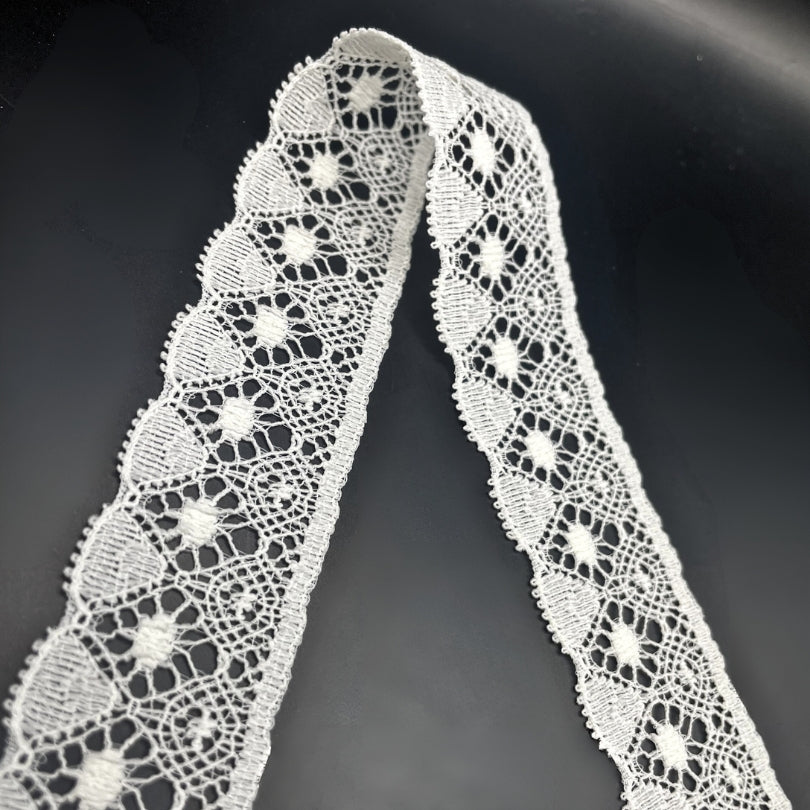 Fine Crochet Lace Trim - White