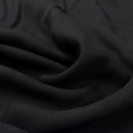 Oliver Viscose Twill Black Plain Fine Lightweight Dress Woven Fabric