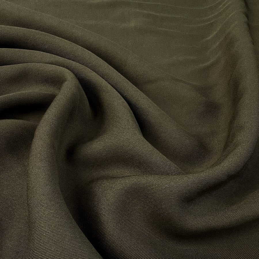 100% Viscose Green Twill Dressmaking Fabric | Oliver - Olive Croft Mill 100% Viscose Green Twill Dressmaking Fabric | Oliver - Olive Croft Mill