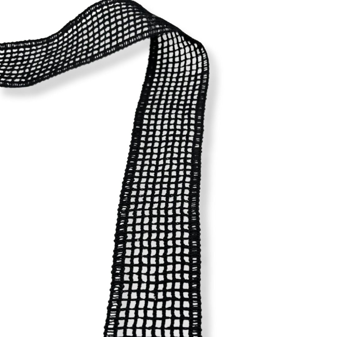 40mm Polyester Sewing Trimmings | Open Grid Crochet Ribbon - Black ...