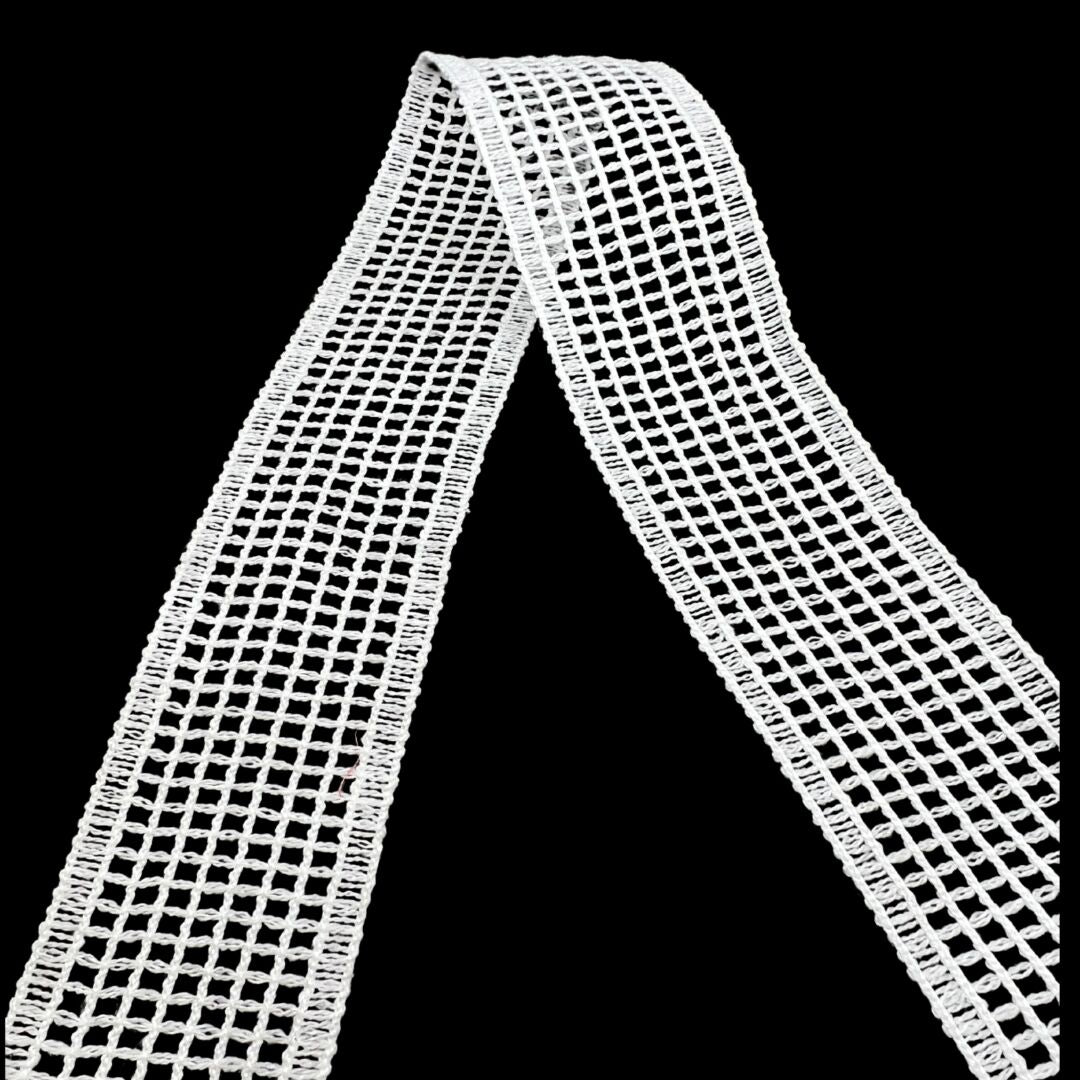 Open Grid Crochet Ribbon - White