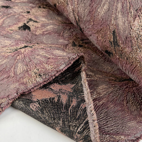 Orchid Brocade Polyester Nylon Metallic Pink Jacquard Floral Dress Fabric Fold