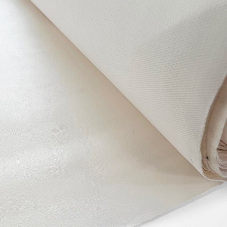 Pearl Pizzazz Ivory Pleather Satin Polyester Fabric Roll