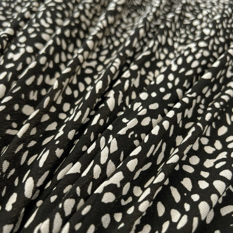 Pebble Mix Jersey Black Beige Abstract Viscose Lycra Stretch Knit Tshirt Fabric