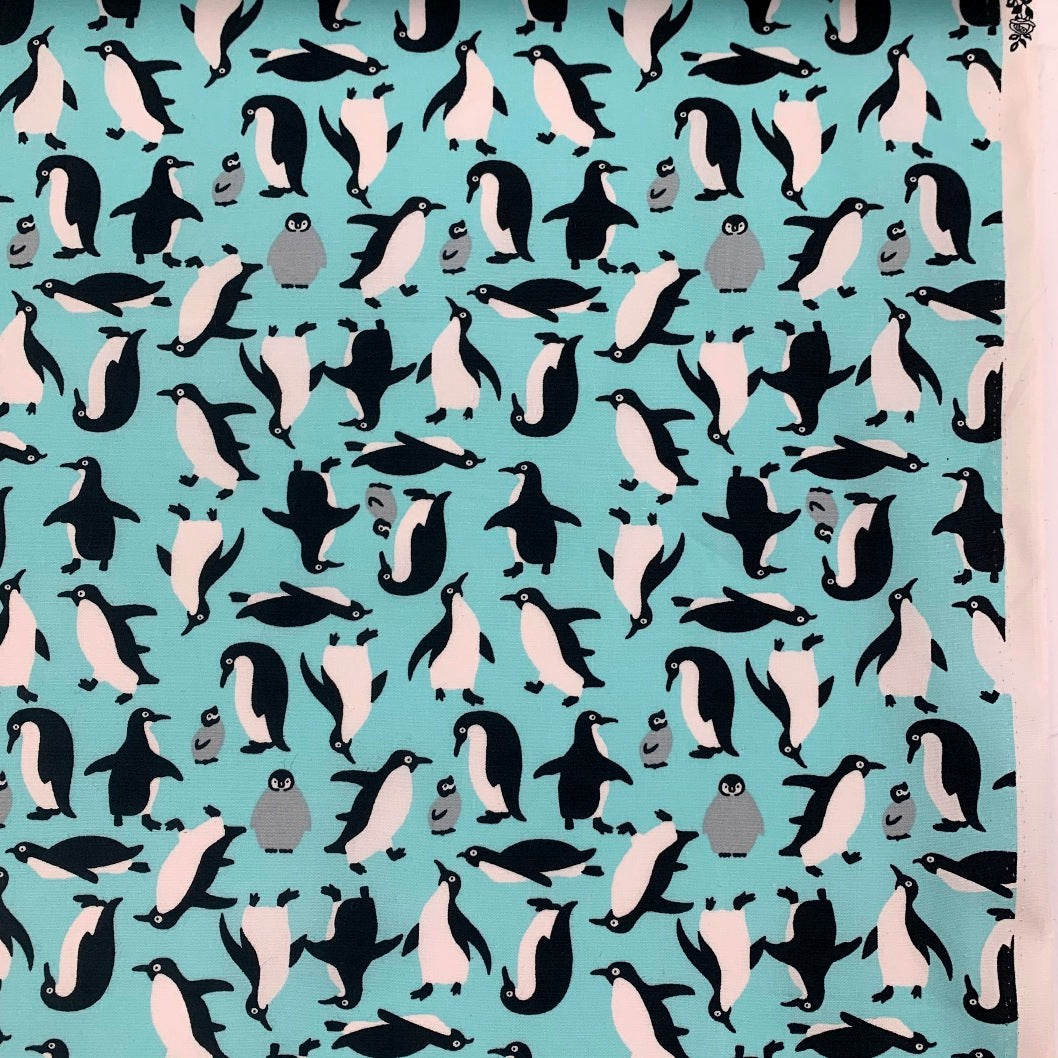 Remnant - Poplin Prints - Happy feet - Turquoise (1.15m)