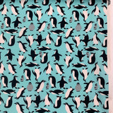 Remnant - Poplin Prints - Happy feet - Turquoise (1.15m)
